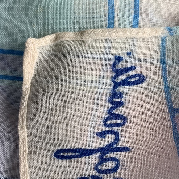 Vintage 1950s Schiaparelli pink blue plaid scarf 14 x 66 - Picture 7 of 8